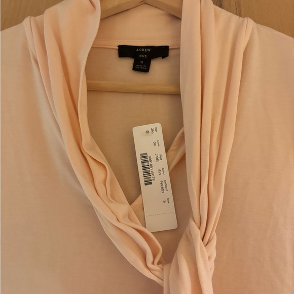 J Crew 365 NWT Stretch Blush Pink Tie Neck Blouse - Picture 10 of 10